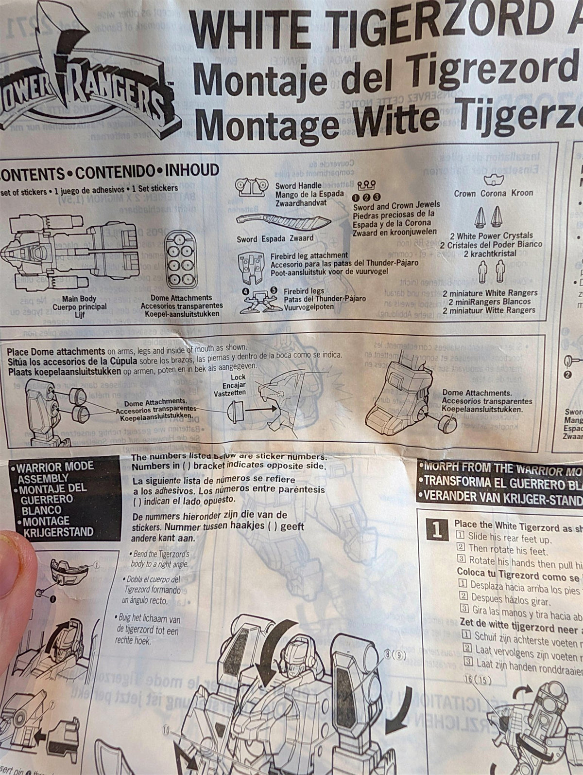 Vintage Mighty Morphin Power Rangers White Tigerzord & White Ranger Figure – Bandai 1990s – Boxed