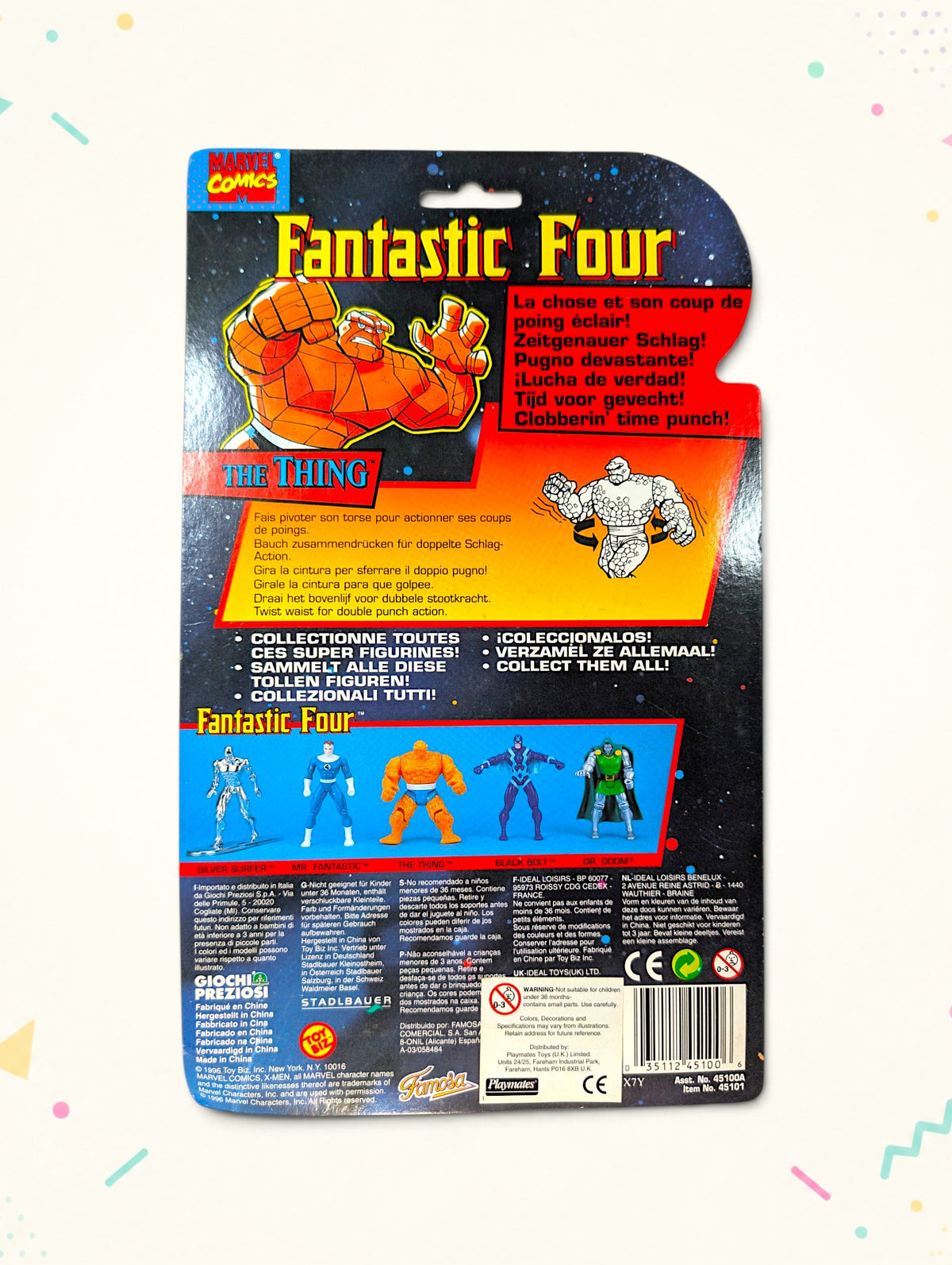 Vintage 1996 Marvel Fantastic Four The Thing Action Figure – Toy Biz – Original Packaging