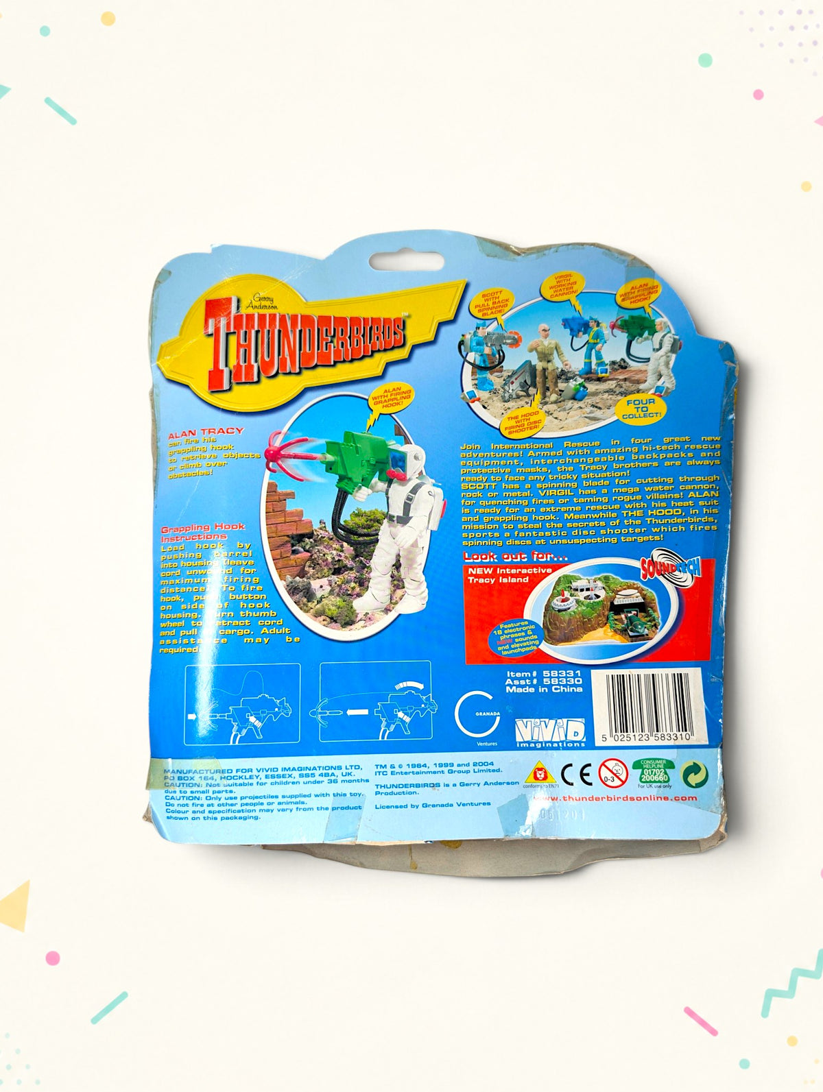 Thunderbirds Alan Tracy Action Figure with Firing Grappling Hook (2004) – Vivid Imaginations – Original Packaging