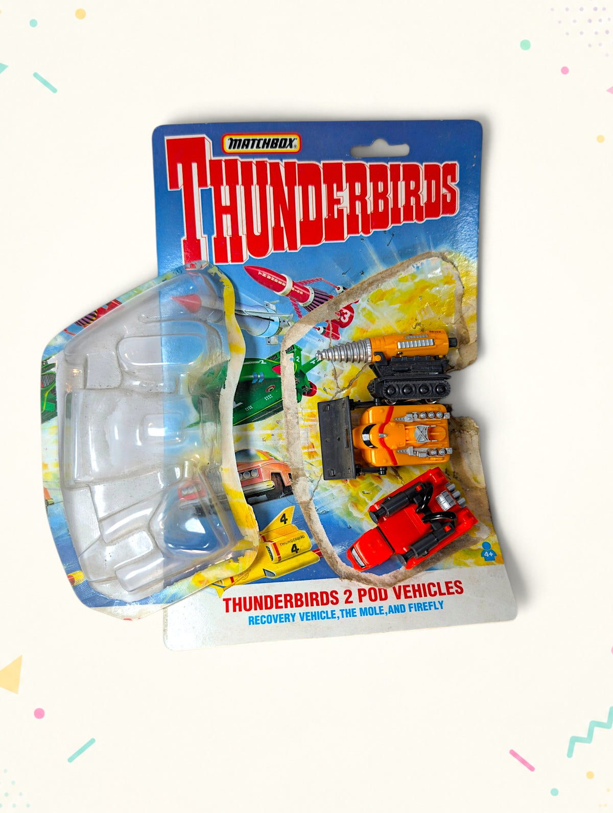 Matchbox Thunderbirds 2 Pod Vehicles – Recovery Vehicle, The Mole & Firefly (1993) – Vintage Loose Toys with Original Packaging