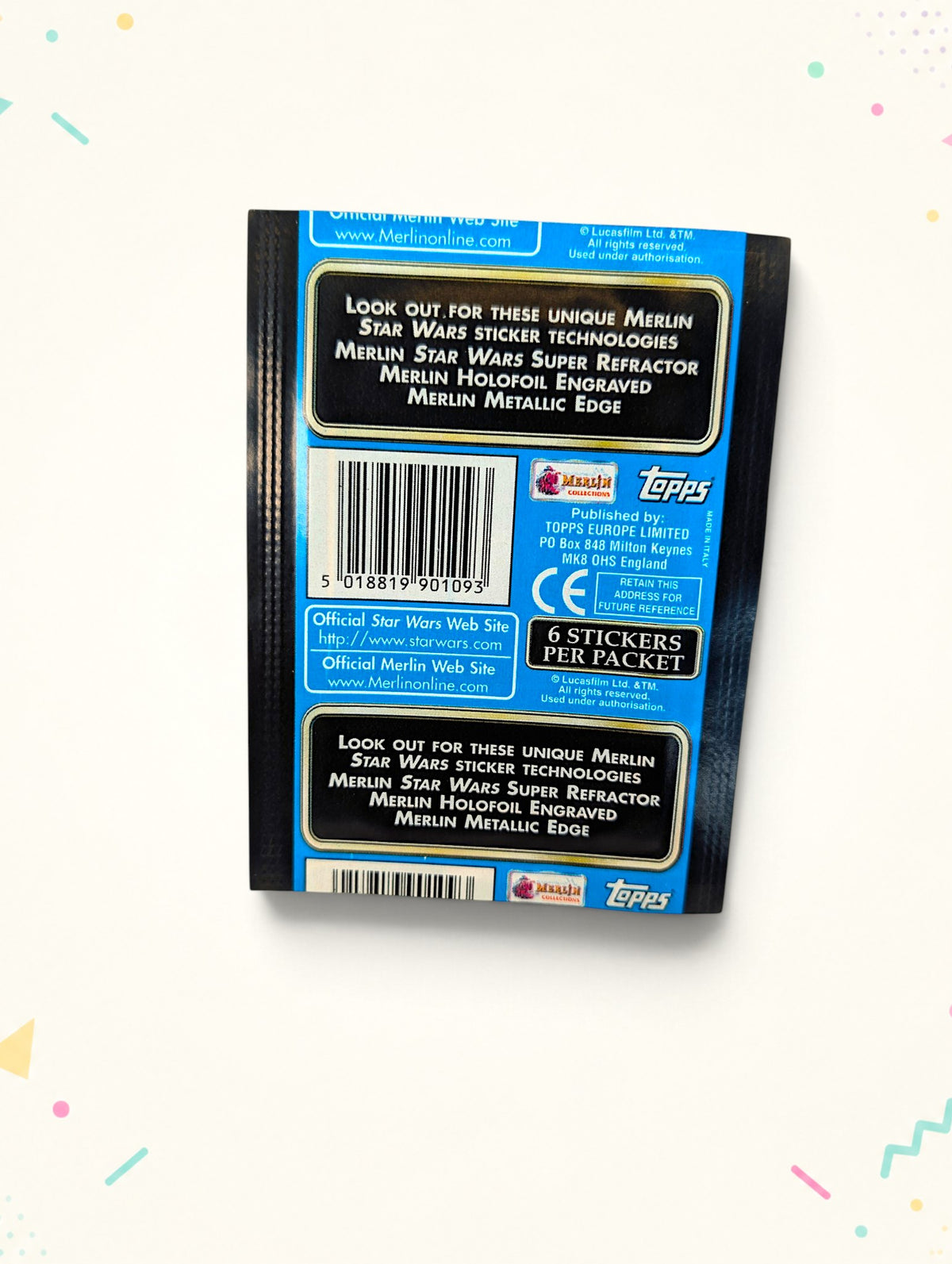 Star Wars Episode I Sticker Pack (Merlin / Topps) – Sealed Trading Stickers – Vintage Collectible