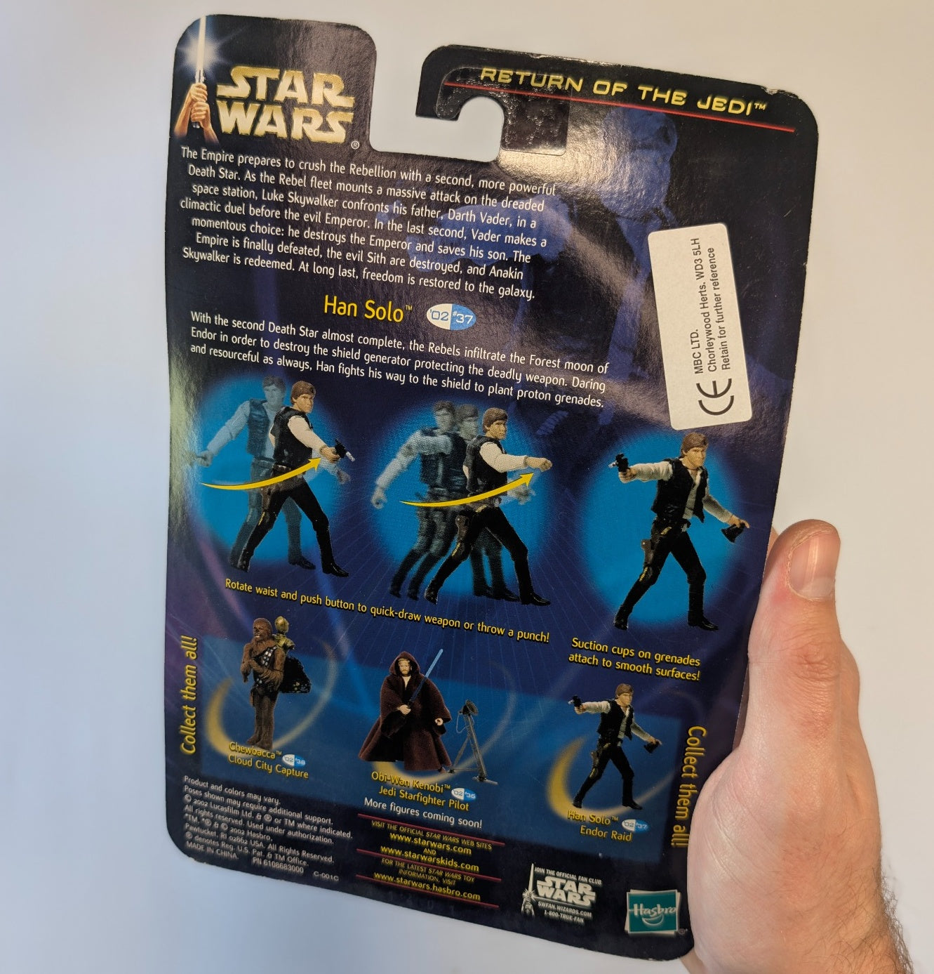 Star Wars Han Solo Action Figure – Return of the Jedi – Hasbro – Quick Draw Action – Carded