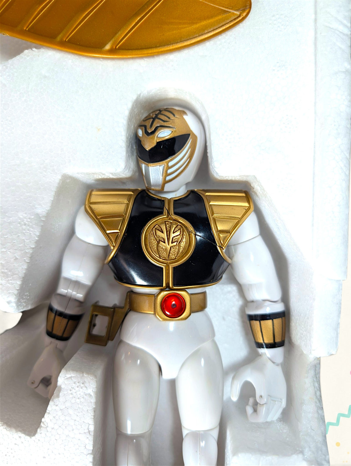Vintage Mighty Morphin Power Rangers White Tigerzord & White Ranger Figure – Bandai 1990s – Boxed