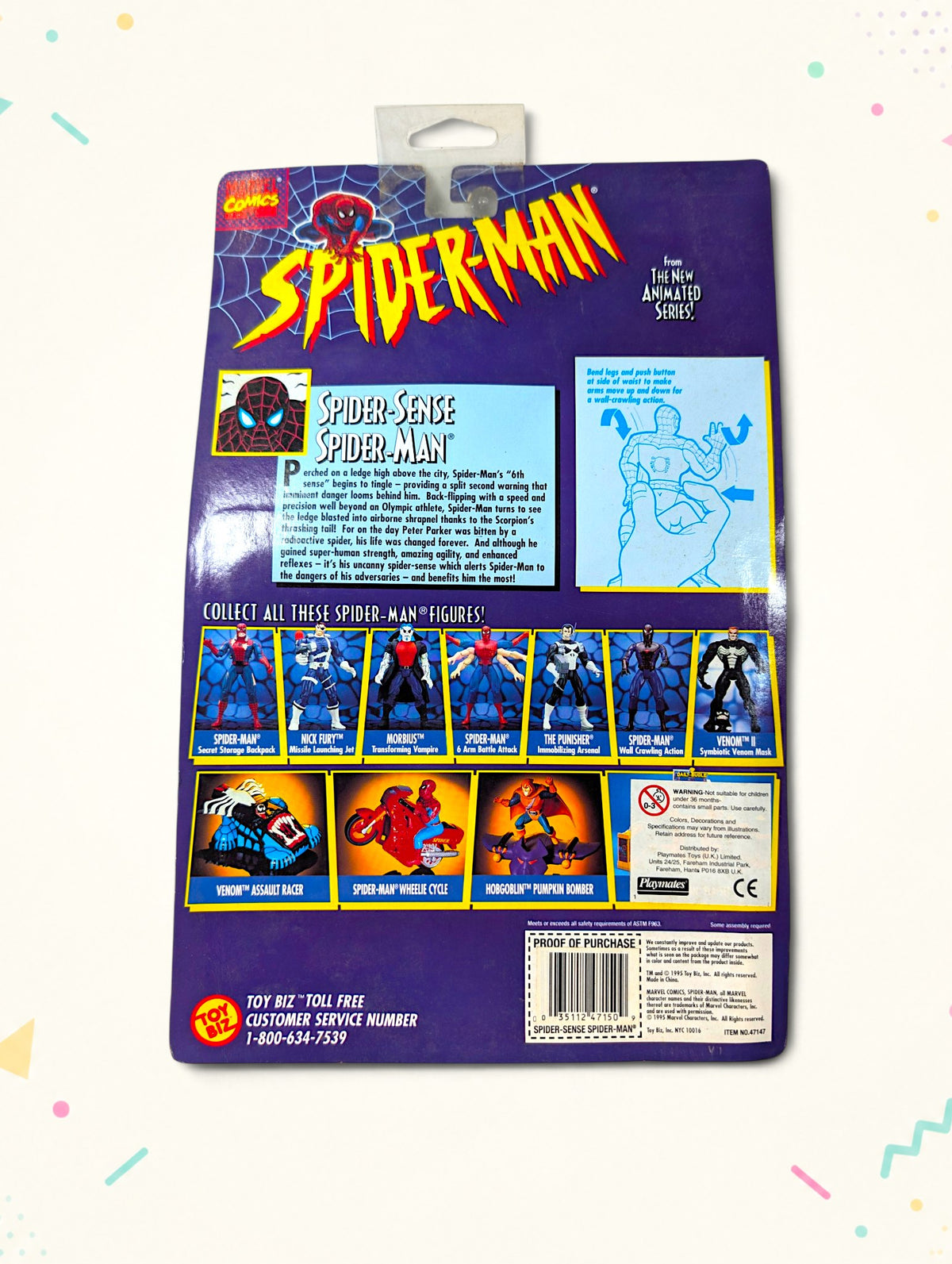 Vintage 1995 Spider-Man Spider-Sense Action Figure – Toy Biz Marvel Animated Series – Sealed