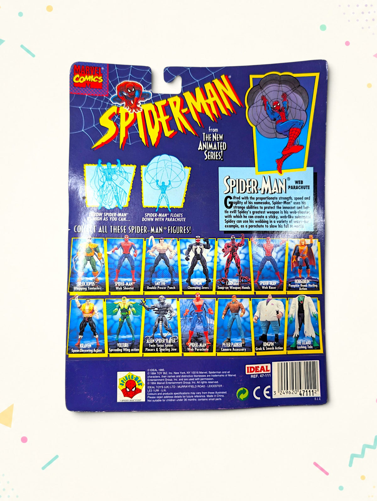 Vintage 1994 Spider-Man Web Parachute Action Figure – Toy Biz – Original Packaging