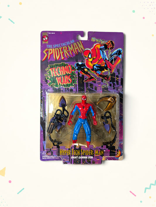 Vintage 1996 Marvel Spider-Man Hyper Tech Action Figure – Toy Biz – Giant Gamma Gun – Original Packaging
