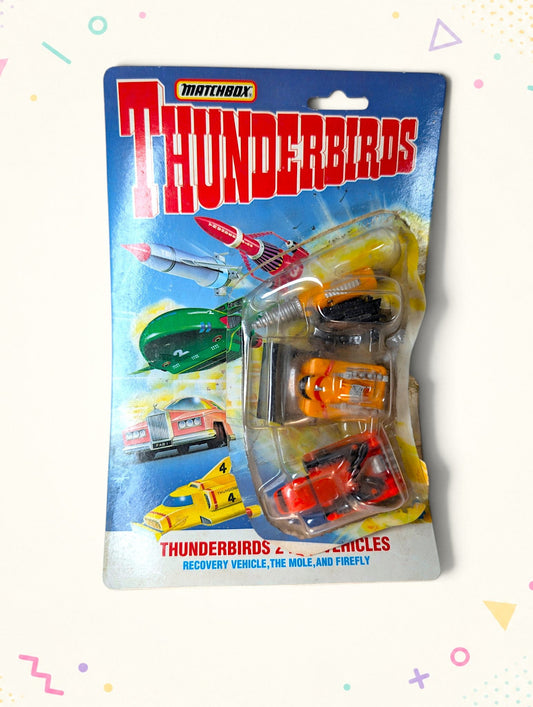 Matchbox Thunderbirds 2 Pod Vehicles – Recovery Vehicle, The Mole & Firefly (1993) – Vintage Loose Toys with Original Packaging