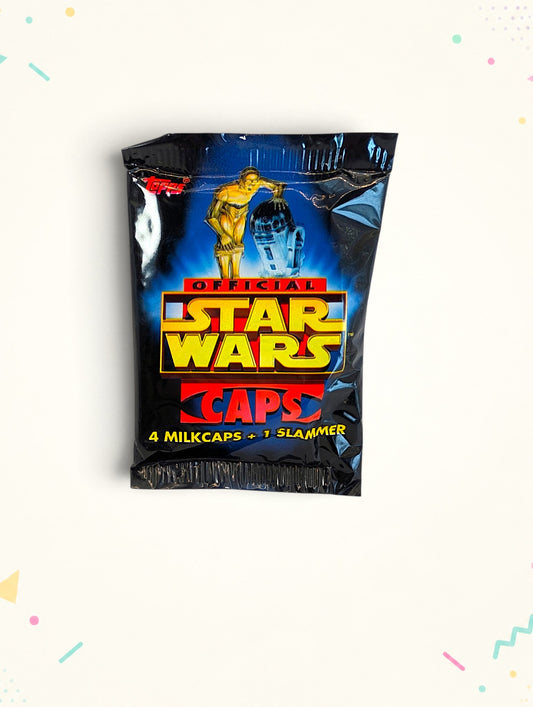 Sealed Star Wars Caps Pack – 4 Milkcaps + 1 Slammer – Official POG Style Collectible