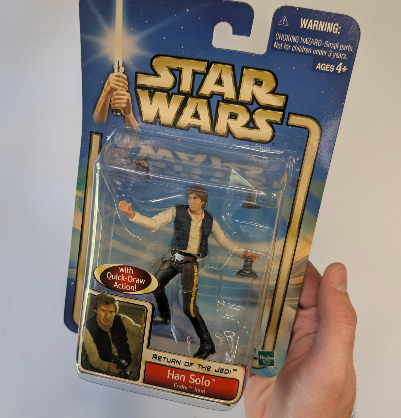 Star Wars Han Solo Action Figure – Return of the Jedi – Hasbro – Quick Draw Action – Carded