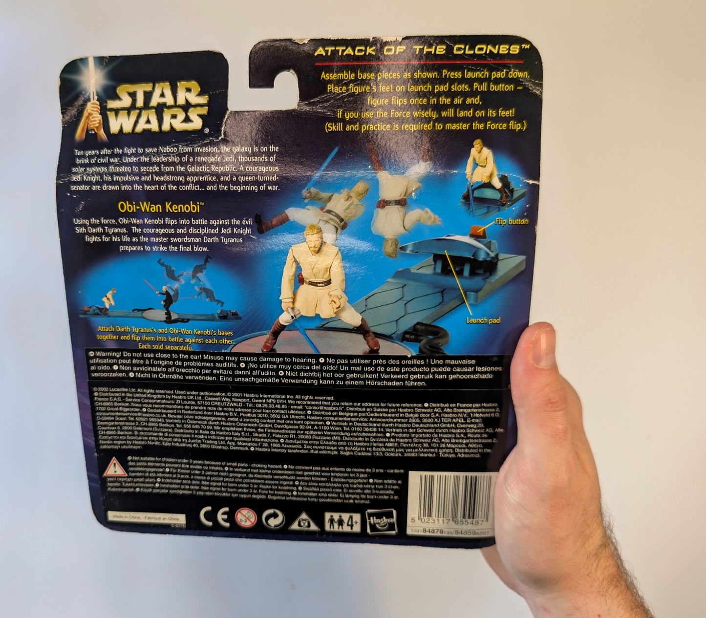 Star Wars Attack of the Clones Obi-Wan Kenobi Force Flipping Action Figure – Hasbro 2002