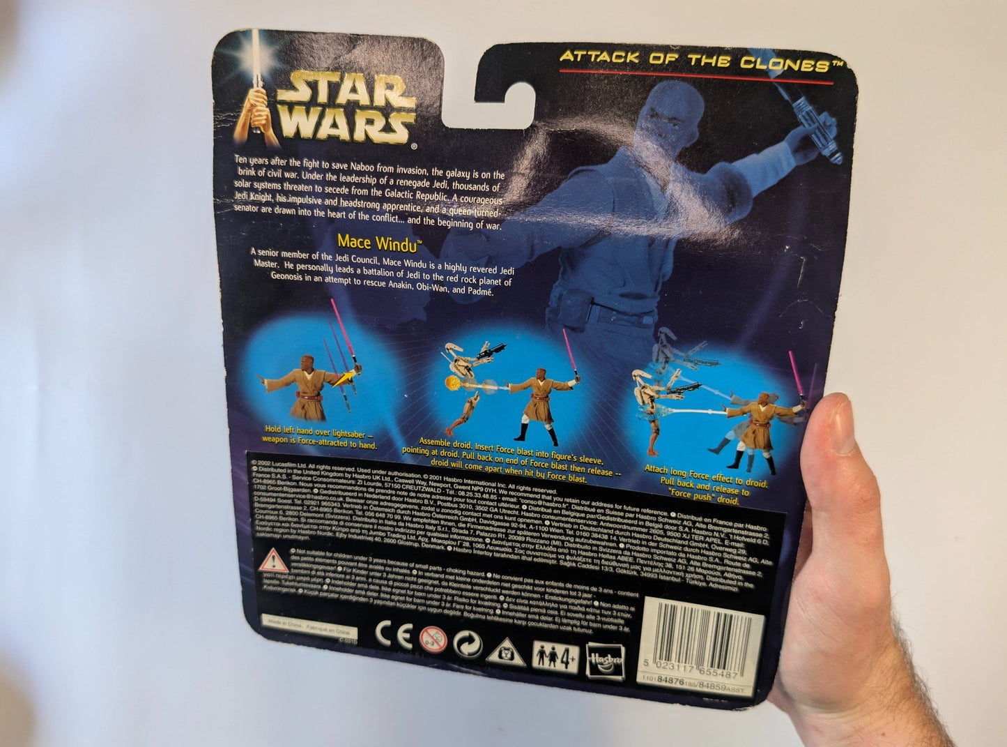 Star Wars Mace Windu Action Figure – Attack of the Clones – Hasbro – Force Action – Carded