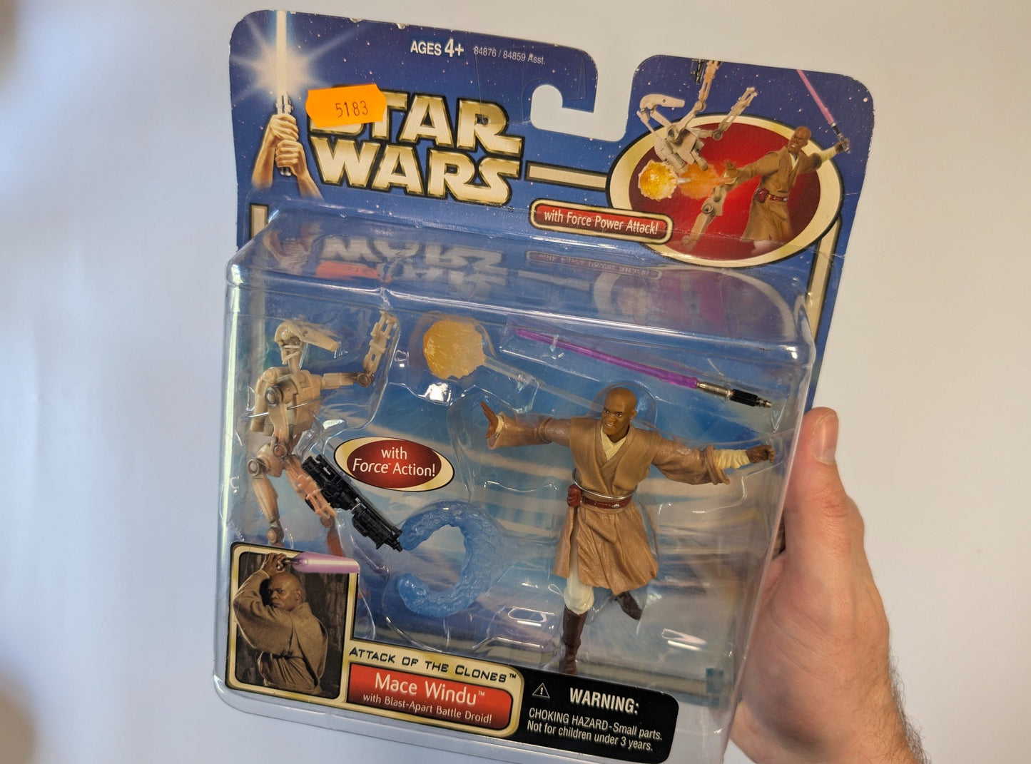Star Wars Mace Windu Action Figure – Attack of the Clones – Hasbro – Force Action – Carded