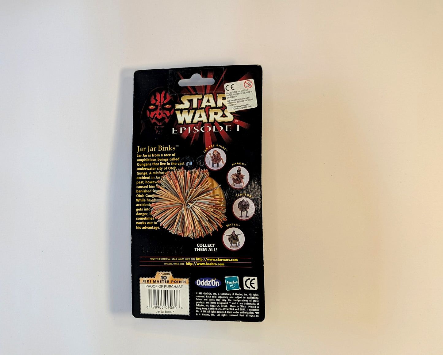 Star Wars Episode I Jar Jar Binks Bend-Ems Hasbro 1999 Carded Koosh Figure
