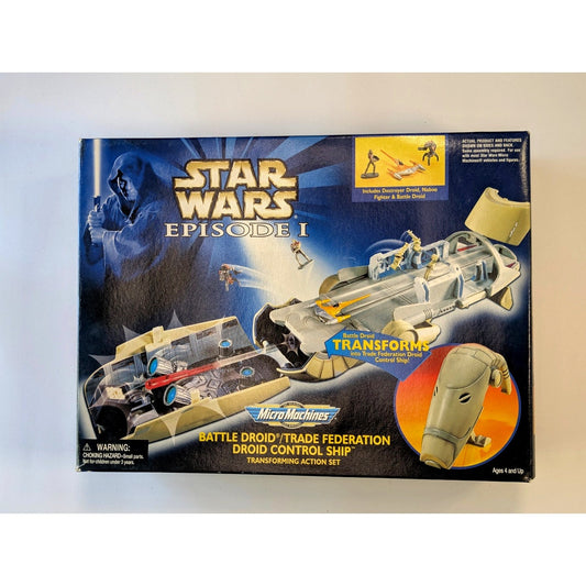 Star Wars toy ship packaging with spaceship illustration on a beige background
