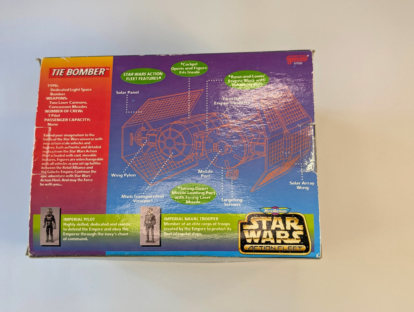 Star Wars Micro Machines Action Fleet TIE Bomber – with Display Stand (Galoob)